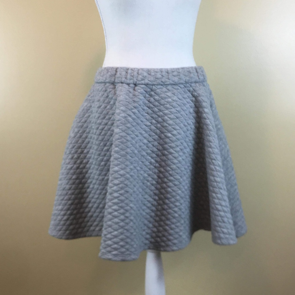 LC lauren Conrad Gray Quilted Skater Skirt